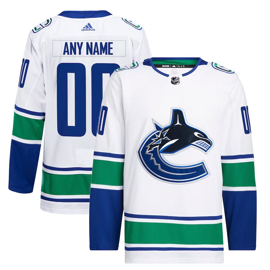 Men Vancouver Canucks adidas White Away Primegreen Authentic Pro Custom NHL Jersey